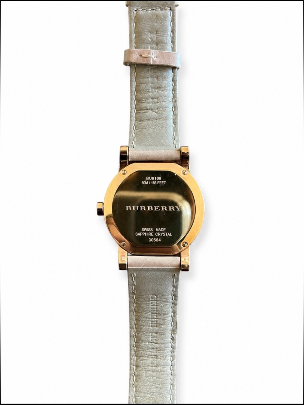 Burberry BU9109 Swiss Made Gold Tone Watch Cream Leather Strap - Picture 4 of 4